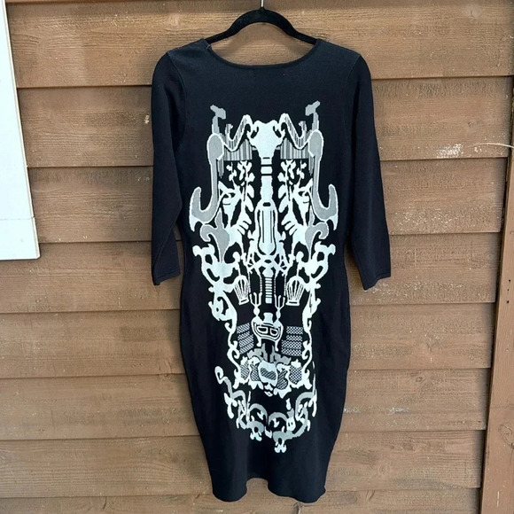 Bellario black knit dress with skeleton like design size large - Picture 3 of 4